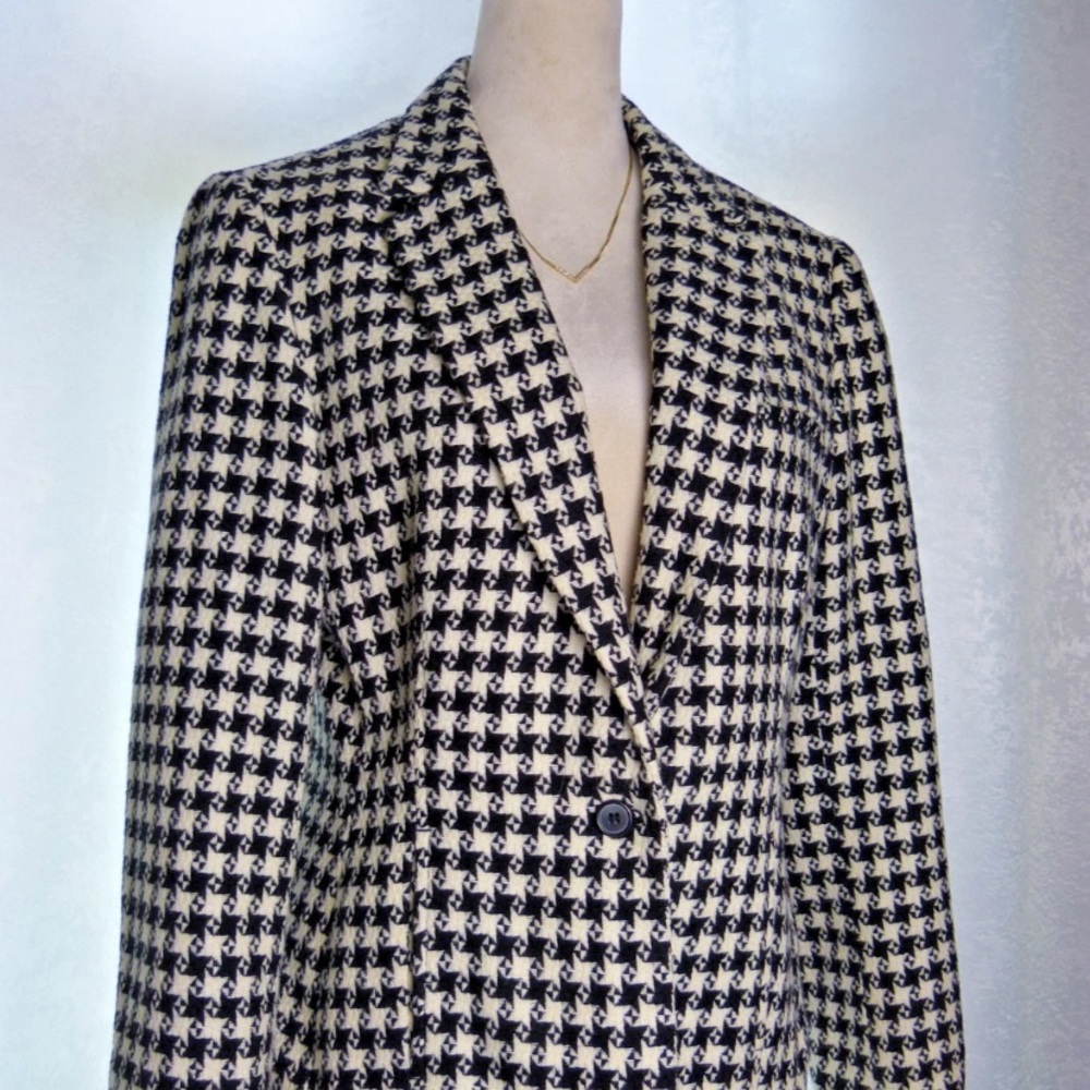 Larry Levine Sport Women’s Blazer Jacket Black White Houndstooth Size S/M